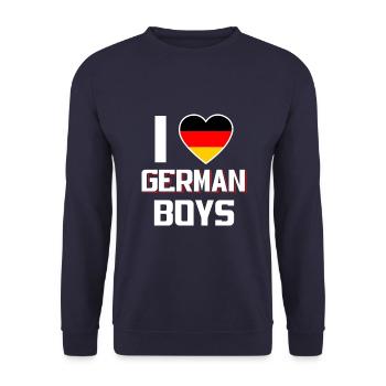 I Love German Boys Nationality Germany - Unisex Sweatshirt - navy - Front - Alina (178cm) & Michal (187cm)