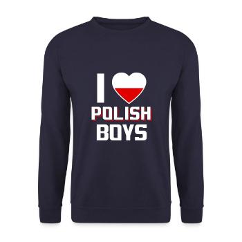 I Love Polish Boys Nationality Poland - Unisex Sweatshirt - navy - Front - Alina (178cm) & Michal (187cm)