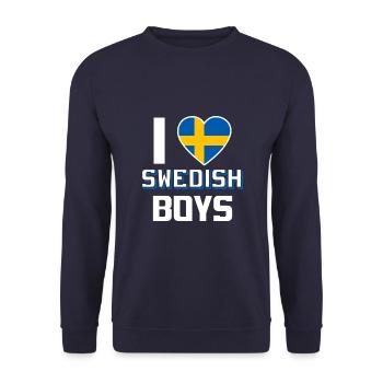 I Love Swedish Boys Nationality Sweden - Unisex Sweatshirt - navy - Front - Alina (178cm) & Michal (187cm)