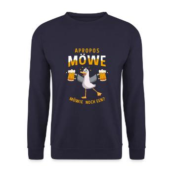 Apropos Möwe Möwie noch Een Norddeutschland - Unisex Pullover - Navy - Vorne - Alina (178cm) & Michal (187cm)