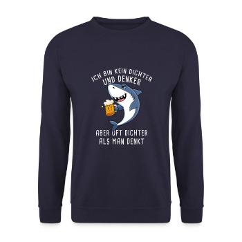 Ich Bin Kein Dichter Und Denker Biertrinker - Unisex Pullover - Navy - Vorne - Alina (178cm) & Michal (187cm)