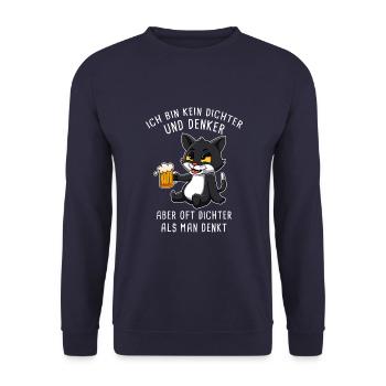 Ich Bin Kein Dichter Und Denker Biertrinker - Unisex Pullover - Navy - Vorne - Alina (178cm) & Michal (187cm)