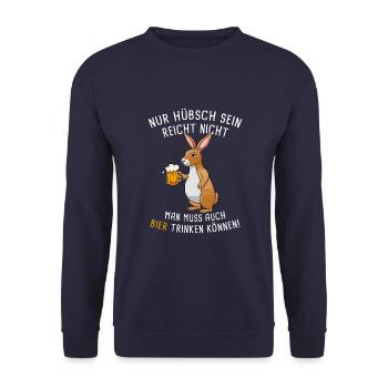 Nur Hübsch Sein Reicht Nicht Biertrinker - Unisex Pullover - Navy - Vorne - Alina (178cm) & Michal (187cm)