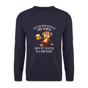 Ich Bin Kein Dichter Und Denker Biertrinker - Unisex Pullover - Navy - Vorne - Alina (178cm) & Michal (187cm)