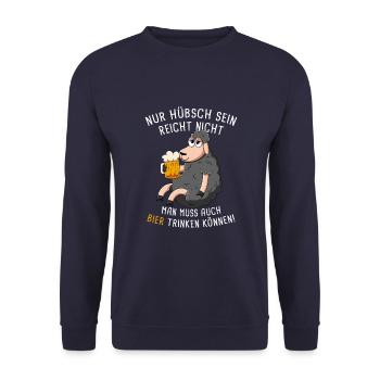 Nur Hübsch Sein Reicht Nicht Biertrinker - Unisex Pullover - Navy - Vorne - Alina (178cm) & Michal (187cm)