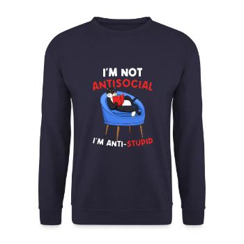 Reading books I like books i'm not antisocial - Unisex Sweatshirt - navy - Front - Alina (178cm) & Michal (187cm)