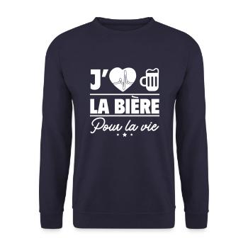 Amateur de bière pour la vie – humour et bonne hum - Sweat-shirt Unisexe - marine - Devant - Alina (178cm) & Michal (187cm)