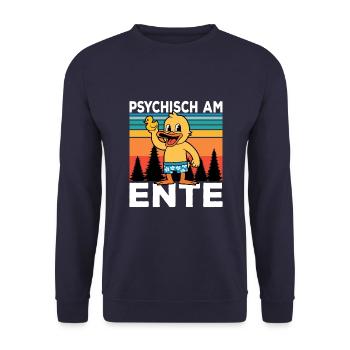 Ich Bin Am Ende Psychisch am Ente - Unisex Pullover - Navy - Vorne - Alina (178cm) & Michal (187cm)