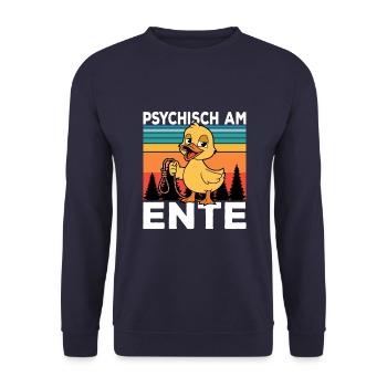 Ich Bin Am Ende Psychisch am Ente - Unisex Pullover - Navy - Vorne - Alina (178cm) & Michal (187cm)