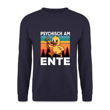 Ich Bin Am Ende Psychisch am Ente - Unisex Pullover - Navy - Vorne - Alina (178cm) & Michal (187cm)