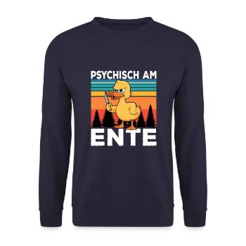 Ich Bin Am Ende Psychisch am Ente - Unisex Pullover - Navy - Vorne - Alina (178cm) & Michal (187cm)