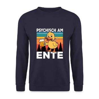 Ich Bin Am Ende Psychisch am Ente - Unisex Pullover - Navy - Vorne - Alina (178cm) & Michal (187cm)