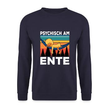 Ich Bin Am Ende Psychisch am Ente - Unisex Pullover - Navy - Vorne - Alina (178cm) & Michal (187cm)