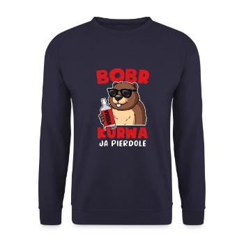 Bobr Yes Pierdole Bober Beaver - Unisex Sweatshirt - navy - Front - Alina (178cm) & Michal (187cm)