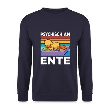 Ich Bin Am Ende Psychisch am Ente - Unisex Pullover - Navy - Vorne - Alina (178cm) & Michal (187cm)