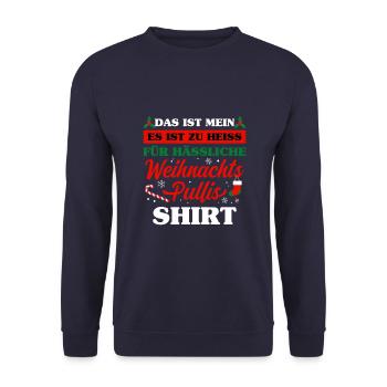 Es Ist Zu Heiss Für Hässliche Weihnachts Pullis - Unisex Pullover - Navy - Vorne - Alina (178cm) & Michal (187cm)