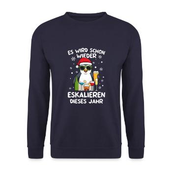 Weihnachtszeit Weihnachten Pinguin Alkohol Fest - Unisex Pullover - Navy - Vorne - Alina (178cm) & Michal (187cm)
