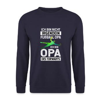Ich Bin Nicht Irgendein Fußball Opa Torwart Opi - Unisex Pullover - Navy - Vorne - Alina (178cm) & Michal (187cm)