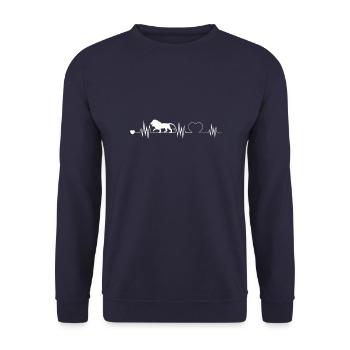 Herzschlag Diagramm mit Löwe dem König der Tiere . - Unisex Pullover - Navy - Vorne - Alina (178cm) & Michal (187cm)