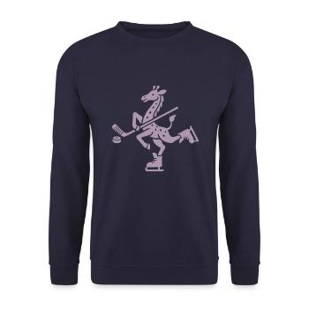 Giraffe Eishockey Silhouette Minimalistischer Puck - Unisex Pullover - Navy - Vorne - Alina (178cm) & Michal (187cm)