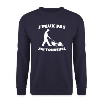 Je peux pas j'ai tondeuse, cadeau humour papa - Sweat-shirt Unisexe - marine - Devant - Alina (178cm) & Michal (187cm)