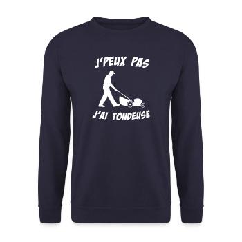 Papa jardinier, passe la tondeuse, je peux pas - Sweat-shirt Unisexe - marine - Devant - Alina (178cm) & Michal (187cm)
