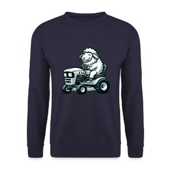 Sheep Lamb Lawn Mower Lawn Care - Unisex Sweatshirt - navy - Front - Alina (178cm) & Michal (187cm)