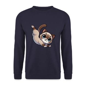 Chat siamois mignon équilibre sur les mains Breakdance dessin animé - Sweat-shirt Unisexe - marine - Devant - Alina (178cm) & Michal (187cm)