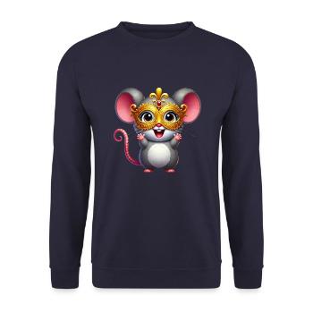 Mardi Gras Mouse Rat Mask Carnival - Unisex Sweatshirt - navy - Front - Alina (178cm) & Michal (187cm)
