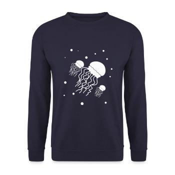 Jellyfish - marine animal conservation marine life - Unisex Sweatshirt - navy - Front - Alina (178cm) & Michal (187cm)