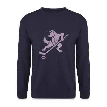 Husky Silhouette Hockey sur glace Design minimaliste - Sweat-shirt Unisexe - marine - Devant - Alina (178cm) & Michal (187cm)