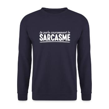 Je Parle Couramment Le Sarcasme Pour Sarcastiques - Sweat-shirt Unisexe - marine - Devant - Alina (178cm) & Michal (187cm)