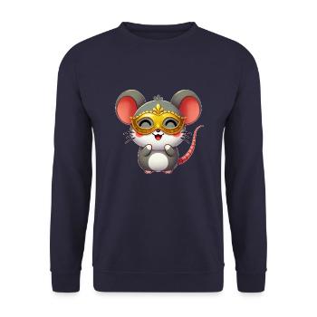 Cute Cartoon Mouse Mardi Gras Carnival - Unisex Sweatshirt - navy - Front - Alina (178cm) & Michal (187cm)