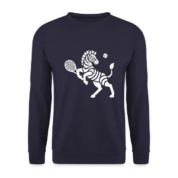 Zebra Tennis Silhouette Minimalistisches Design - Unisex Pullover - Navy - Vorne - Alina (178cm) & Michal (187cm)