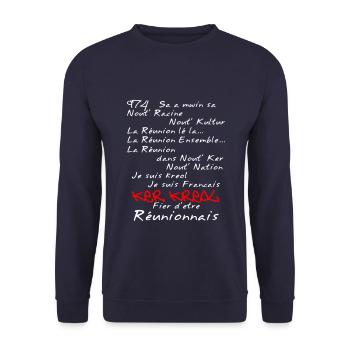 La Réunion Kosement kreol T-Shirt Homme - Sweat-shirt Unisexe - marine - Devant - Alina (178cm) & Michal (187cm)