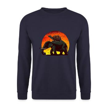 Elephant Turtle Sunset Design - Unisex Sweatshirt - navy - Front - Alina (178cm) & Michal (187cm)