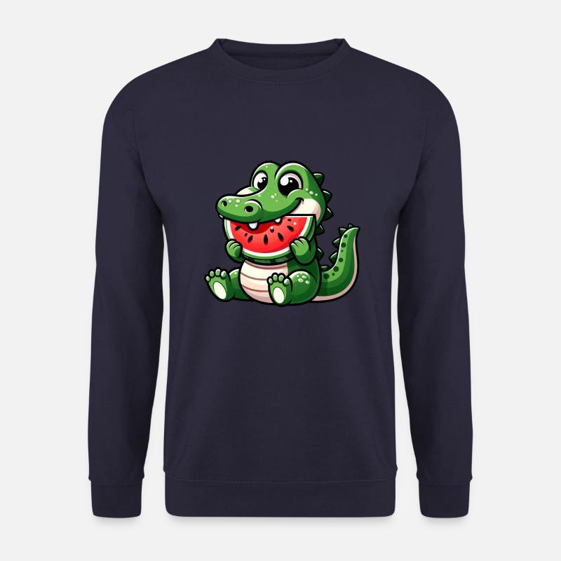 Crocodile avec pastèque fruité mignon - Sweat-shirt Unisexe - marine