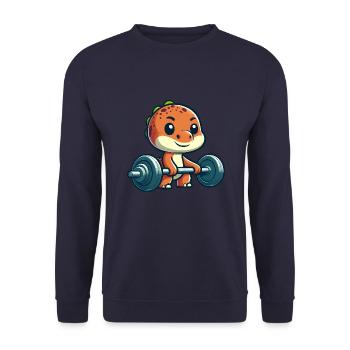 Cute Dino T-Rex Barbell Workout - Unisex Sweatshirt - navy - Front - Alina (178cm) & Michal (187cm)