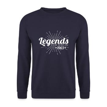 Millésime 1963 Anniversaire Légende Dictons Rétro - Sweat-shirt Unisexe - marine - Devant - Alina (178cm) & Michal (187cm)
