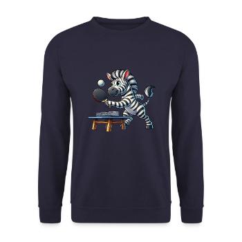 Zebra Tischtennis Tischtennisspieler Cartoon - Unisex Pullover - Navy - Vorne - Alina (178cm) & Michal (187cm)