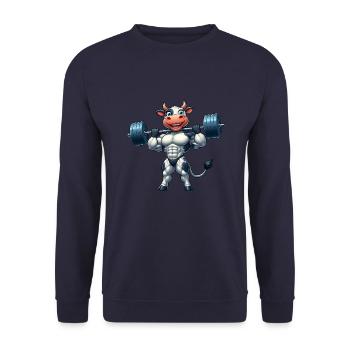 Entraînement d’haltère de vache forte Entraînement de fitness - Sweat-shirt Unisexe - marine - Devant - Alina (178cm) & Michal (187cm)