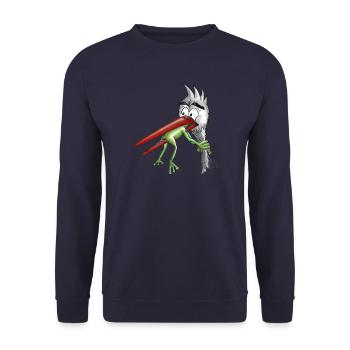 Storch mit Frosch - Unisex Pullover - Navy - Vorne - Alina (178cm) & Michal (187cm)