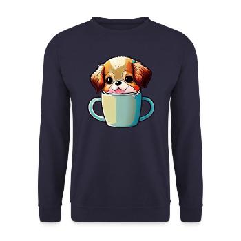 Happiness with a dog: man's best friend - Unisex Sweatshirt - navy - Front - Alina (178cm) & Michal (187cm)
