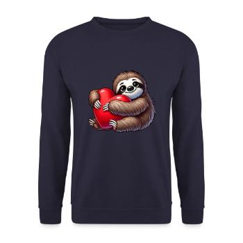 Lazy Sloth with Heart Valentine's Day Love - Unisex Sweatshirt - navy - Front - Alina (178cm) & Michal (187cm)