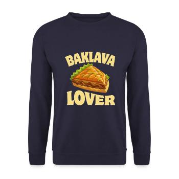 Baklava Lover - Dessert - Dire - Sweat-shirt Unisexe - marine - Devant - Alina (178cm) & Michal (187cm)