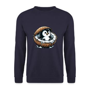 Cute Penguin Coconut Summer Fruit Funny - Unisex Sweatshirt - navy - Front - Alina (178cm) & Michal (187cm)