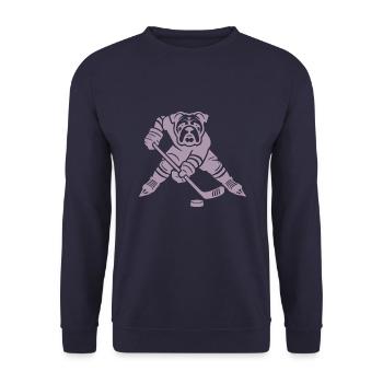 Bulldogge Eishockey Silhouette minimalistisch - Unisex Sweatshirt - navy - Front - Alina (178cm) & Michal (187cm)