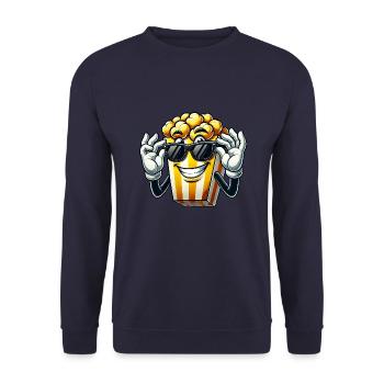 Cartoon Popcorn Comic Sonnenbrille Kino - Unisex Pullover - Navy - Vorne - Alina (178cm) & Michal (187cm)