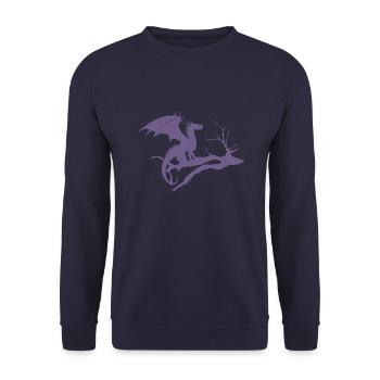 drache design silhouette toter baum - Unisex Pullover - Navy - Vorne - Alina (178cm) & Michal (187cm)