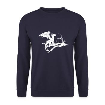 drache design silhouette toter baum - Unisex Pullover - Navy - Vorne - Alina (178cm) & Michal (187cm)